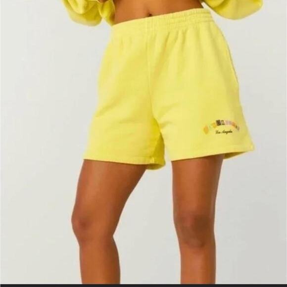 New! Daydreamer Hi-Frequency BF Boyfriend Sweat Shorts in Citron Yellow Size 1X - Picture 1 of 8